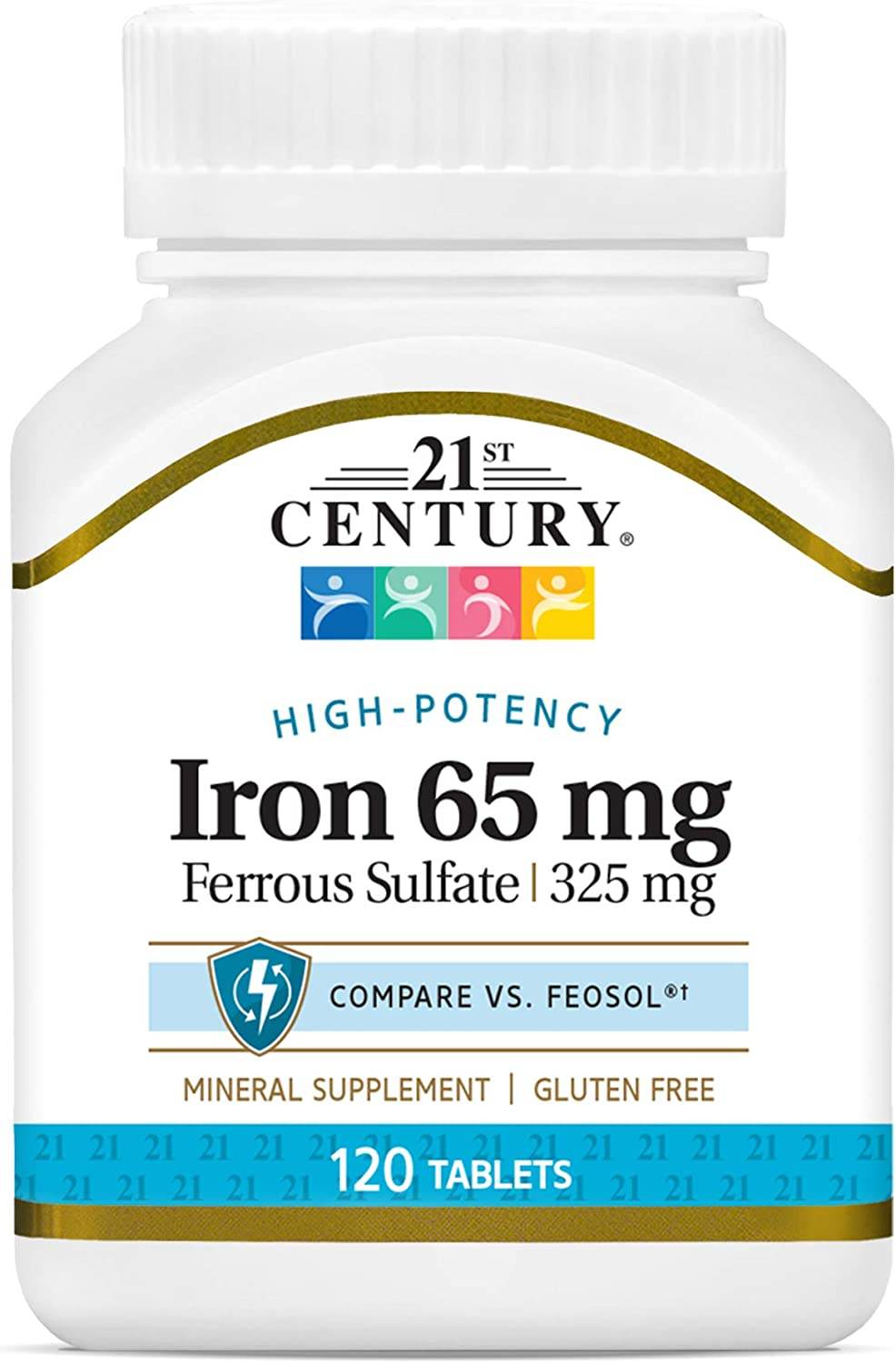 21st Century Iron, 65 mg, Ferrous Sulfate, 325 mg, Tablets, 120 ea - OTC Shoppe Express