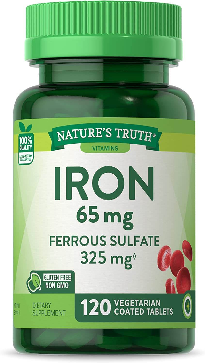 Nature's Truth Iron, 65 mg, Ferrous Sulfate, Coated Tablets, 120 ea - OTC Shoppe Express