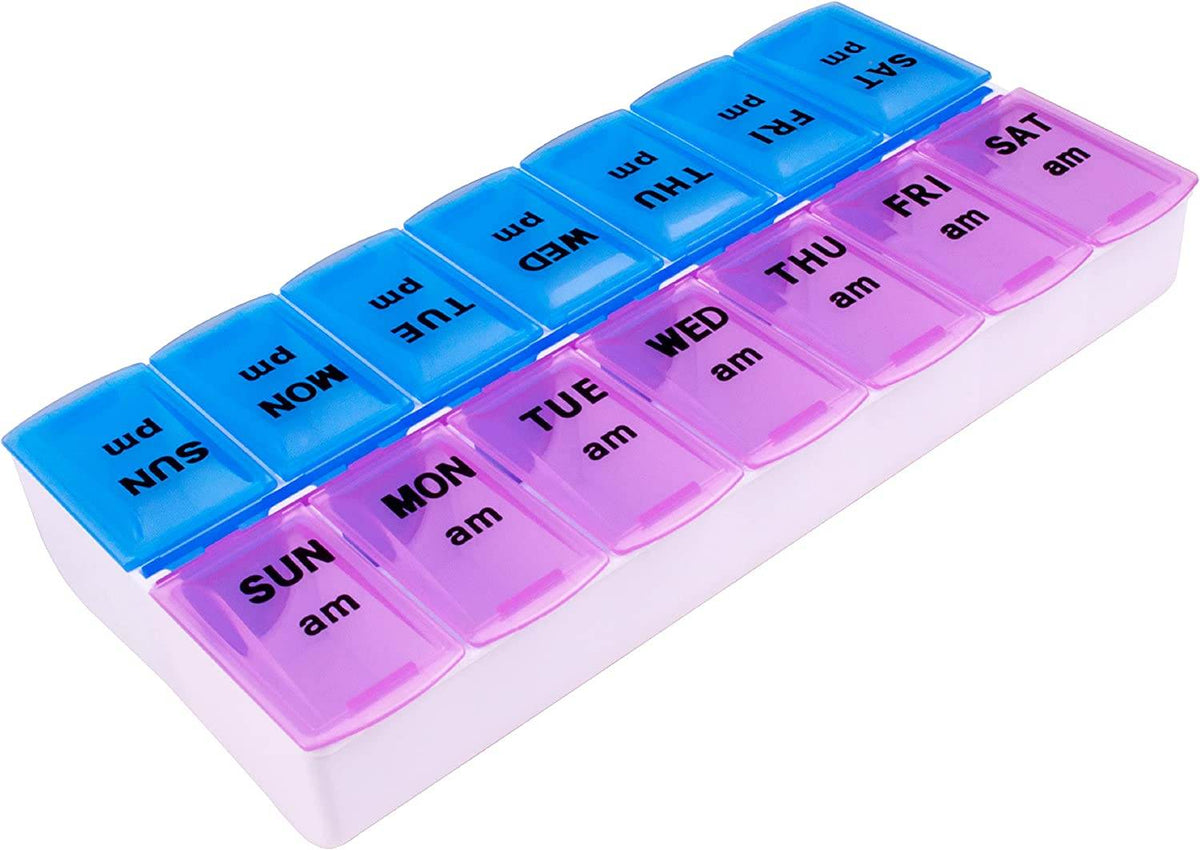 Apex Weekly Twice-a-Day Pill Organizer, 1 ea (Colours Vary) - OTC Shoppe Express