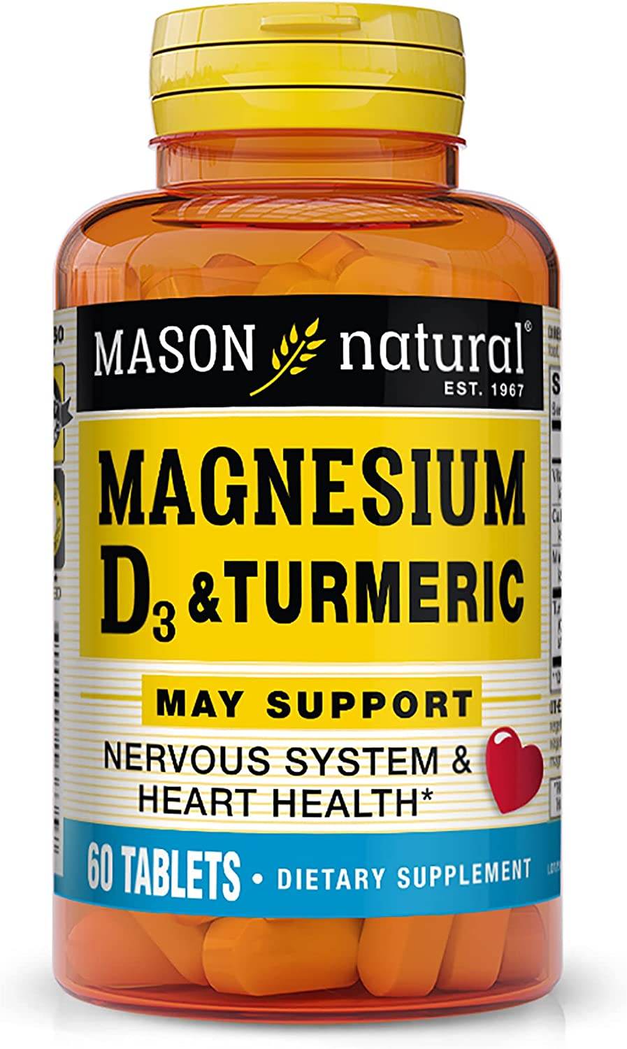 Mason Natural Magnesium & Vitamin D3 with Turmeric, Tablets, 60 ea - OTC Shoppe Express