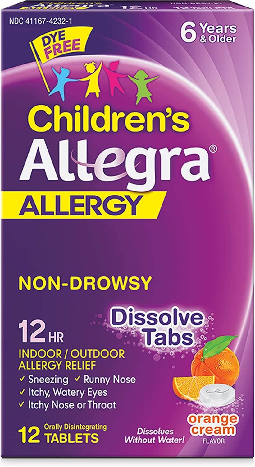 Allegra Children's 12 Hour Allergy, 30 mg, Tablets, Orange Cream, 12 ea - OTC Shoppe Express