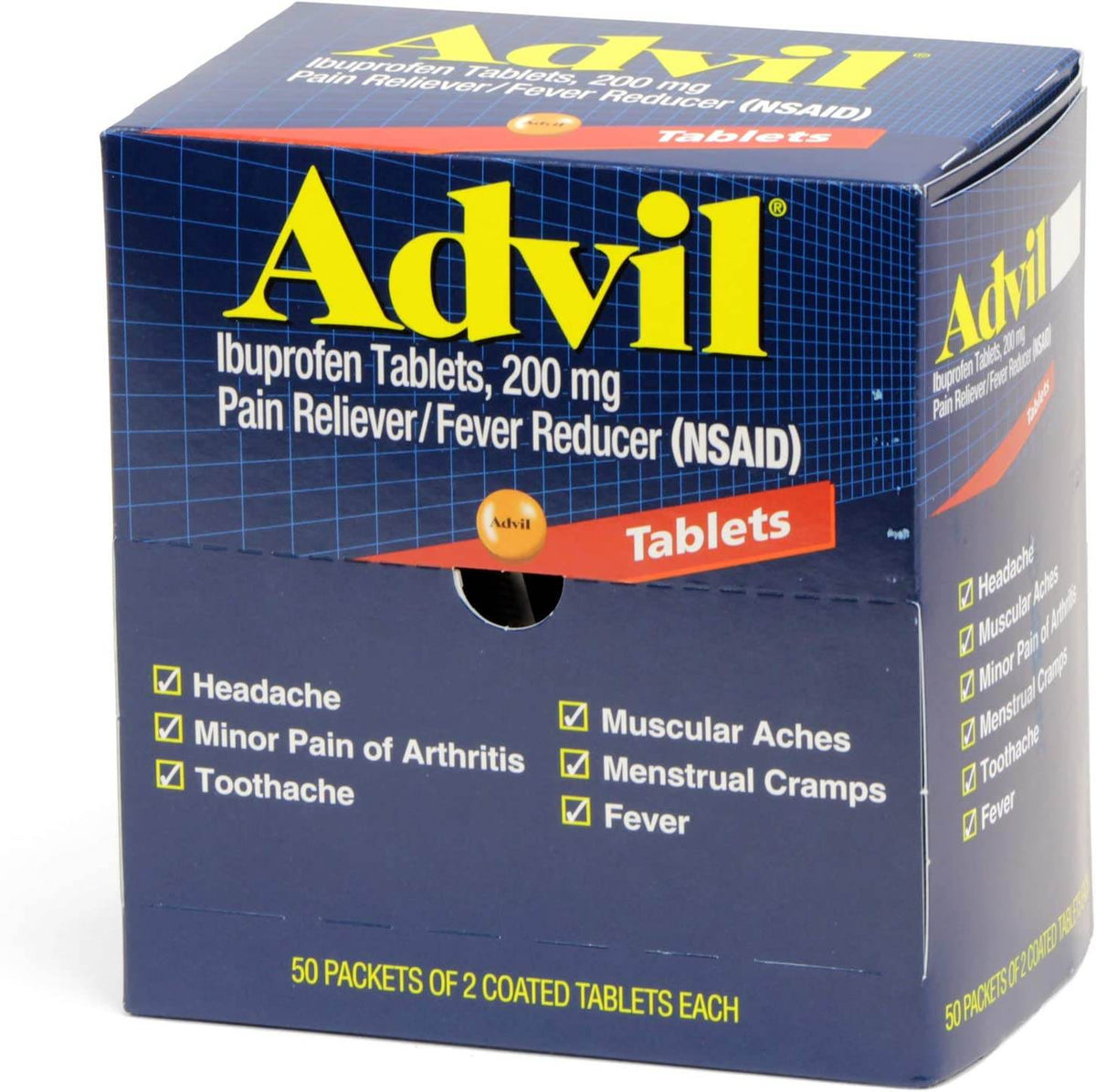 Advil Ibuprofen, 200 mg, Coated Tablets, 100 ea - OTC Shoppe Express