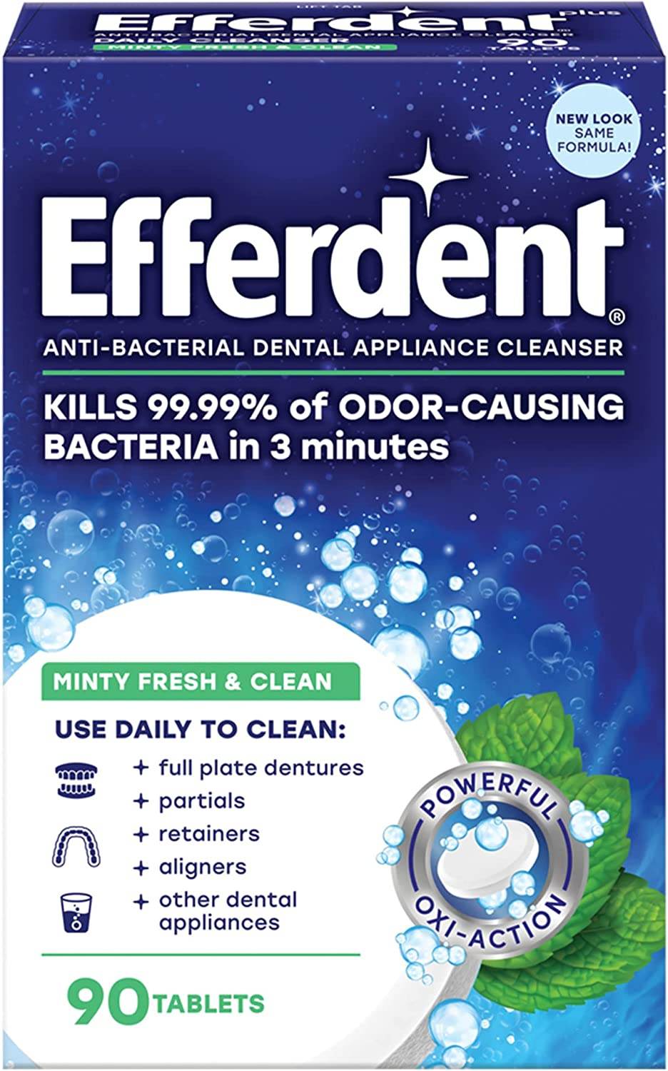 Efferdent Tablets, Plus Mint, 90 ea - OTC Shoppe Express