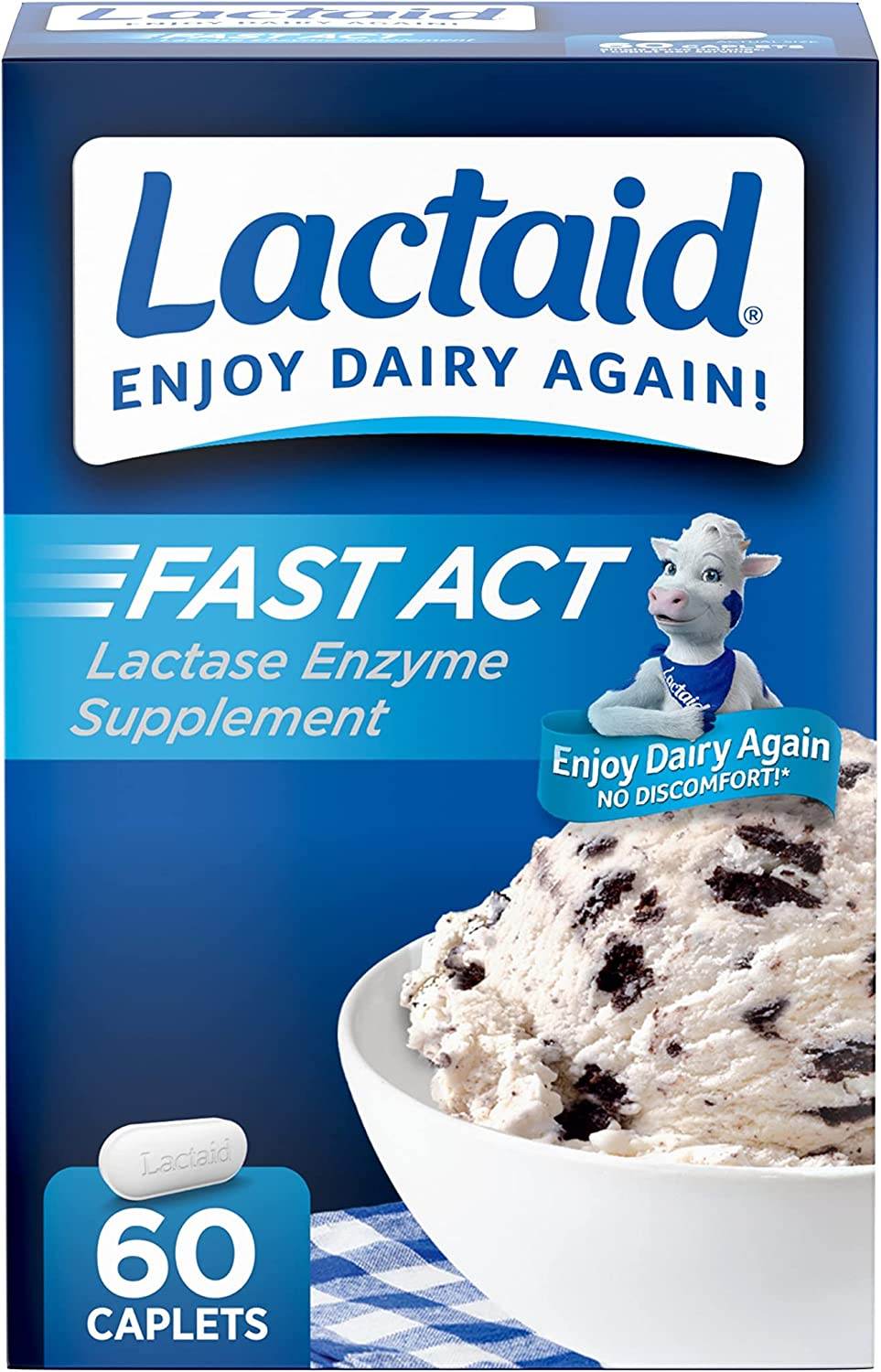 Lactaid Fast Acting, Lactase Supplement, Caplets, 60 ea - OTC Shoppe Express