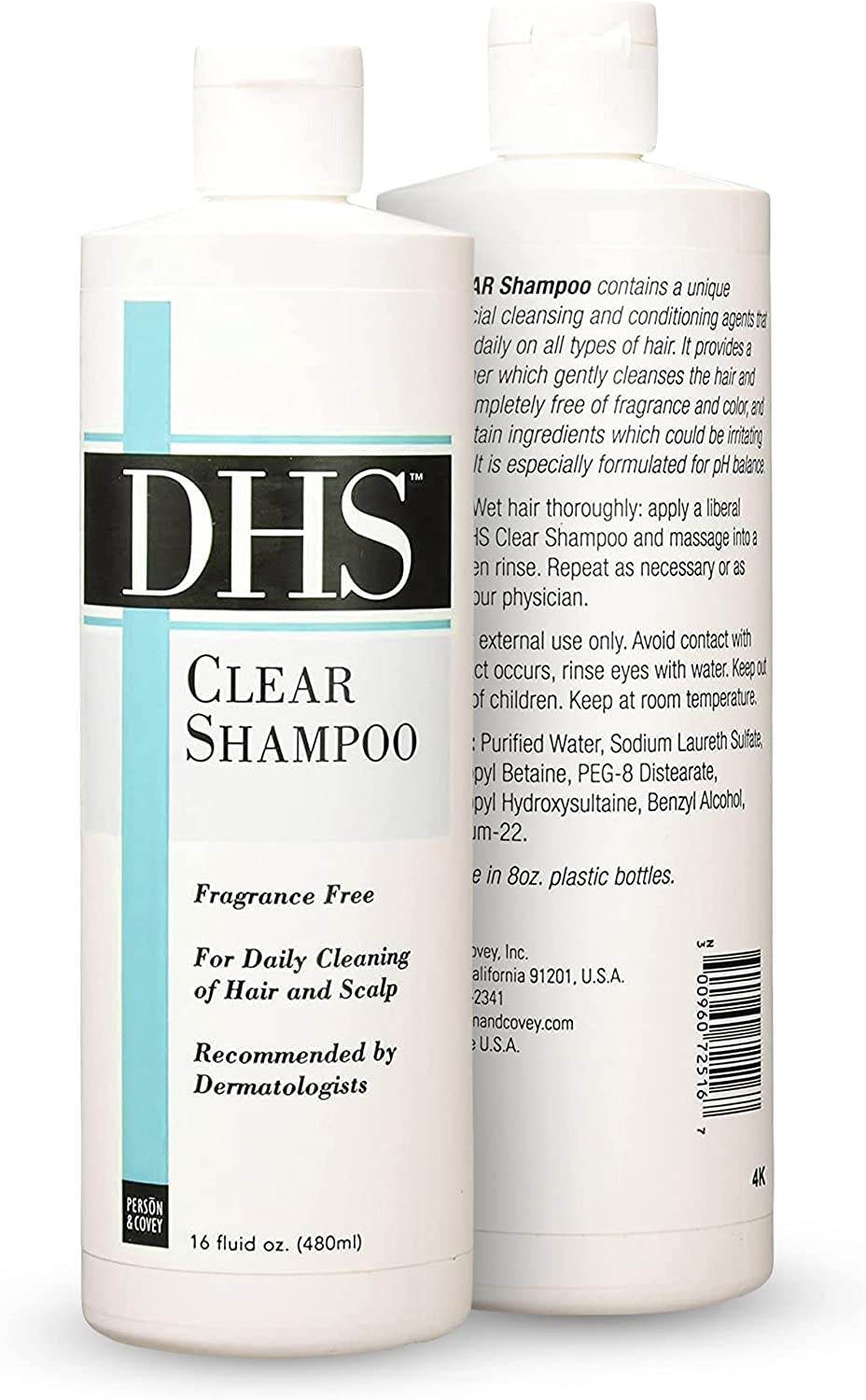 DHS Clear Shampoo for Daily Cleaning of Hair & Scalp, 16 oz - OTC Shoppe Express