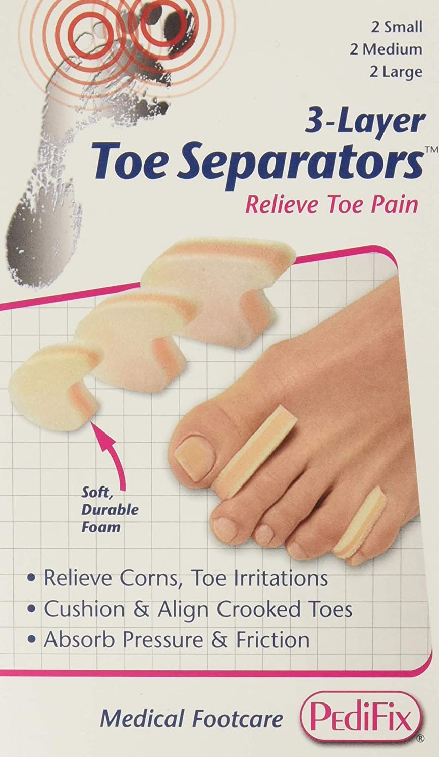 PediFix 3-Layer Toe Separators, 6 ea