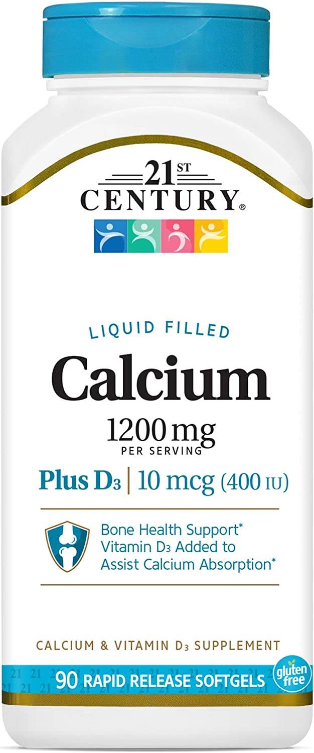 21st Century Liquid Filled Calcium, 1200 mg, Plus D3, Softgels, 90 ea - OTC Shoppe Express