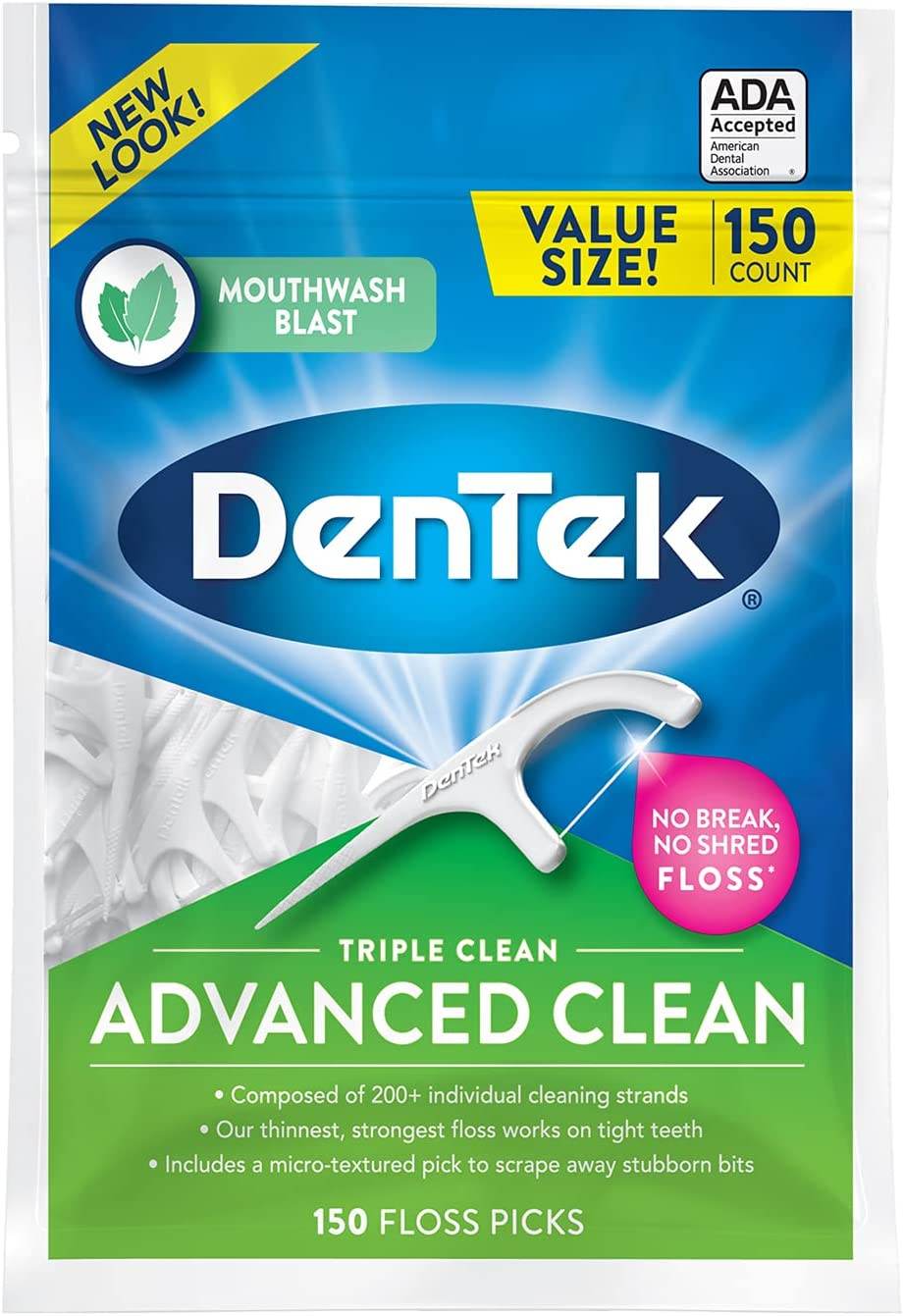 DenTek Triple Clean Floss Picks, Mouthwash Blast, 150 ea - OTC Shoppe Express