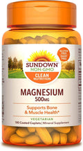 Sundown Naturals Magnesium, 500 mg, High Potency, Caplets, 180 ea - OTC Shoppe Express