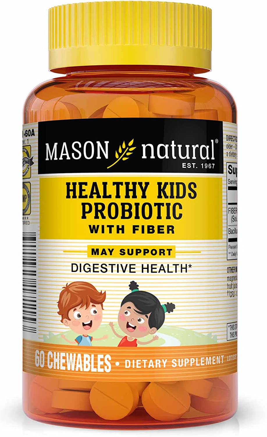 Mason Natural Healthy Kids Probiotic With Fiber, Chewables, 60 ea
