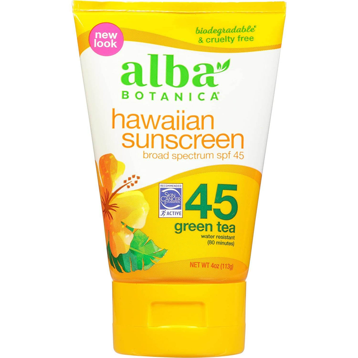 Alba Botanica Hawaiian Sunscreen, Revitalizing Green Tea, SPF 45, 4 oz - OTC Shoppe Express