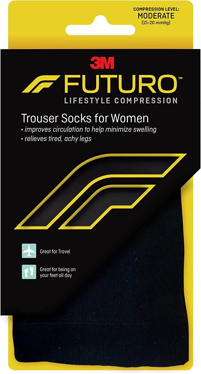 FUTURO Revitalizing Trouser Socks, Moderate, Black, Large, 1 pair - OTC Shoppe Express