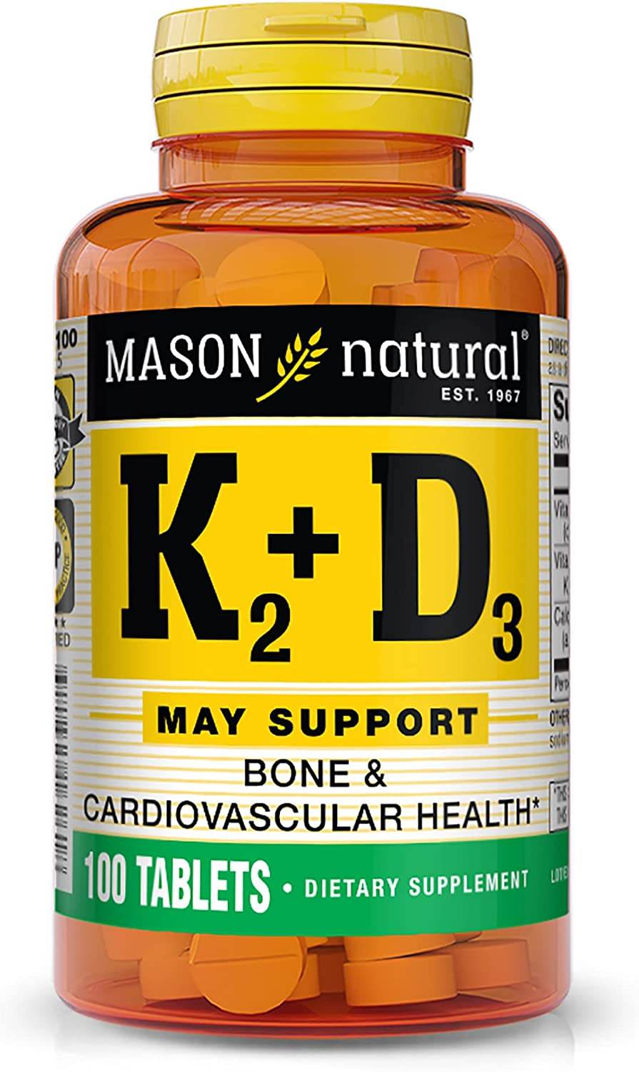 Mason Natural K2 Plus D3, 100 mcg, Tablets, 100 ea - OTC Shoppe Express