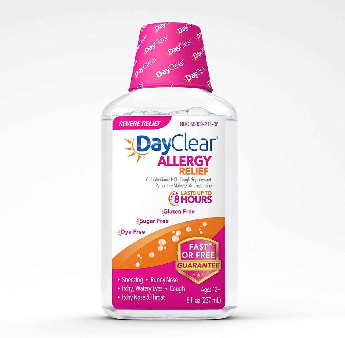 DayClear Allergy Relief, Fast Acting Dye Free Liquid Cough Suppressant & Antihistamine, 8 oz - OTC Shoppe Express
