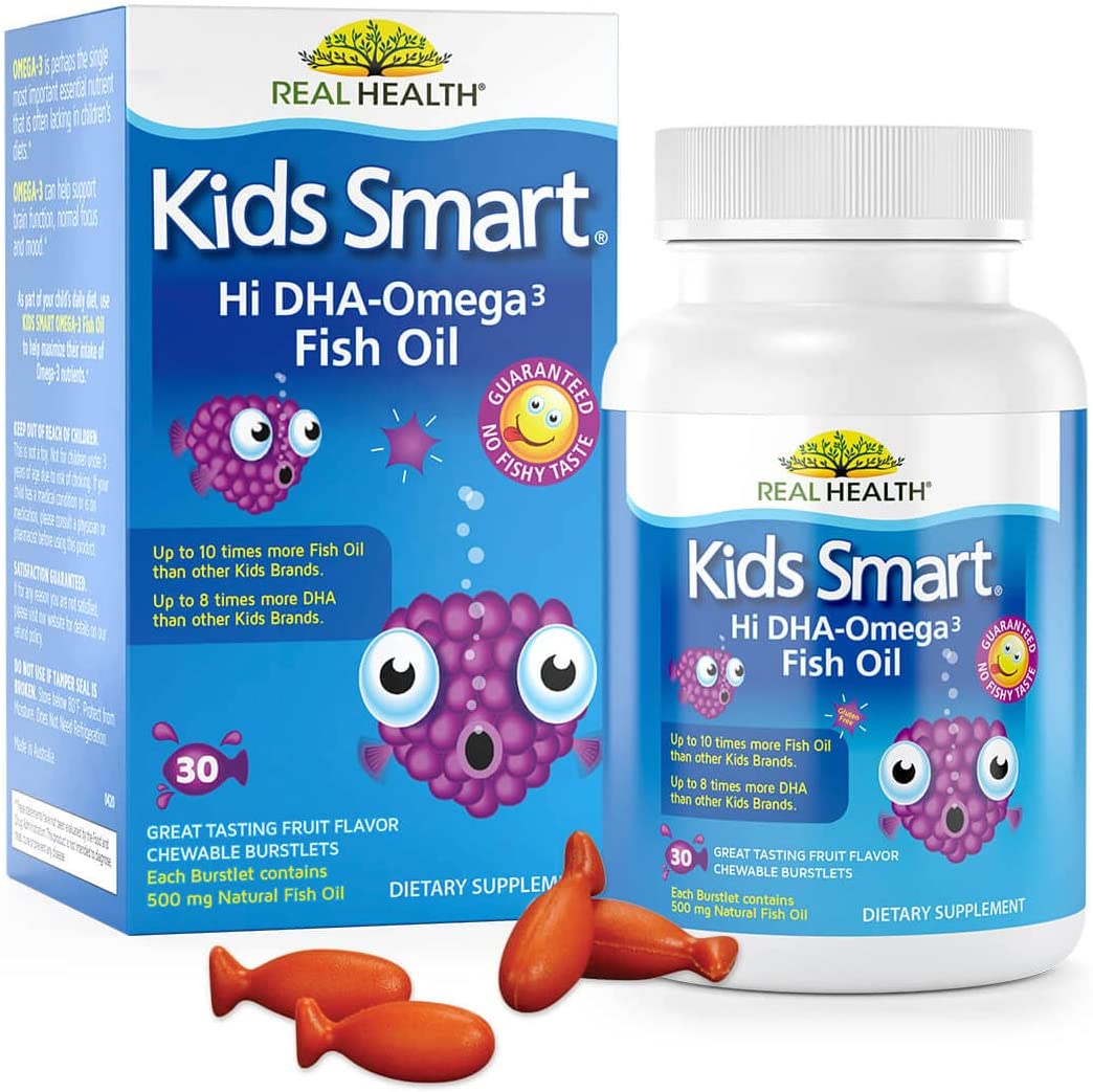 BioGlan Kids Smart Hi DHA Fish Oil, Chewable Burstlets, Berry, 30 ea