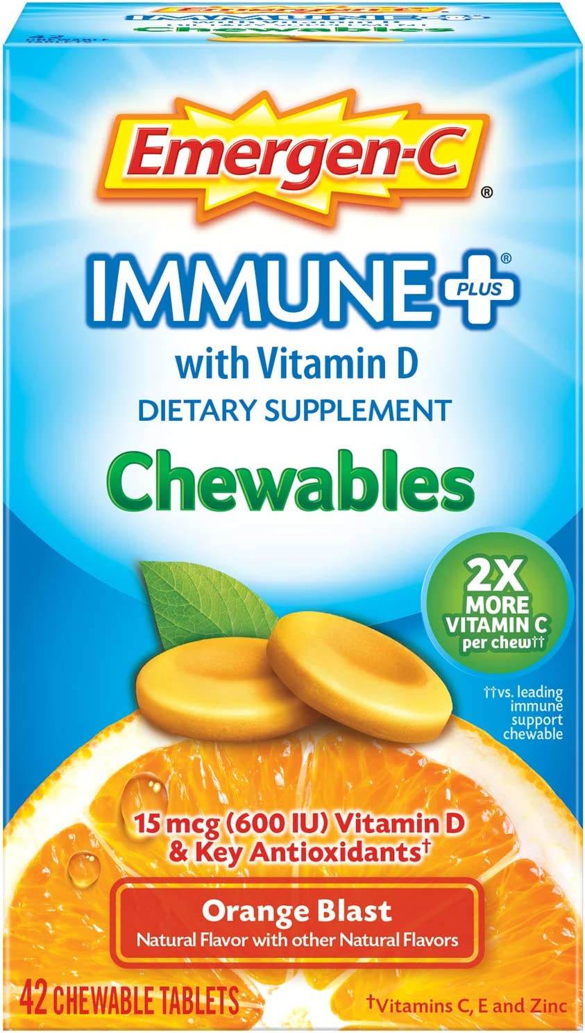 Emergen-C Immune+ with Vitamin D Chewables, Orange Blast, 42 ea - OTC Shoppe Express