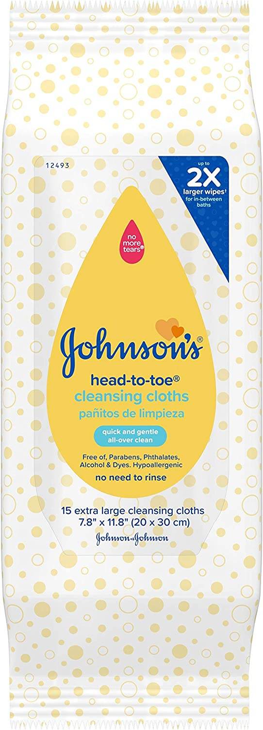Johnson's Head-to-toe Baby Cleansing Cloths, 15 ea - OTC Shoppe Express