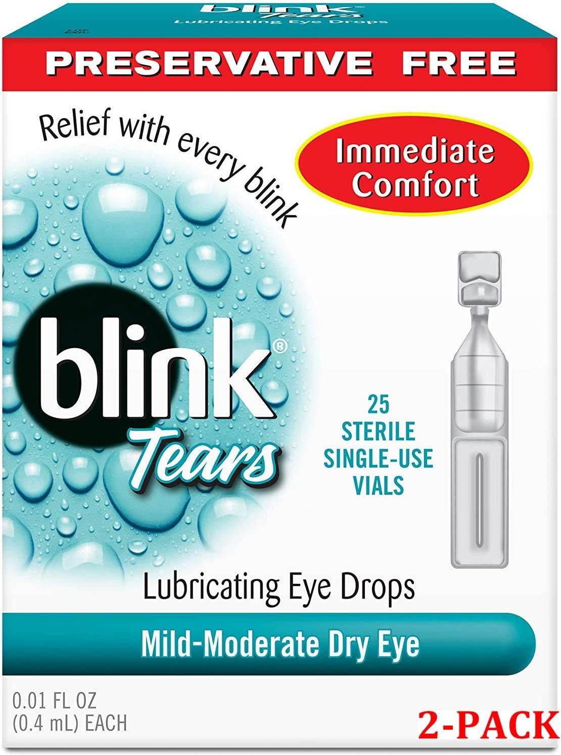 Blink Tears Lubricating Eye Drops, Mild - Moderate Dry Eyes, 25 ea - OTC Shoppe Express