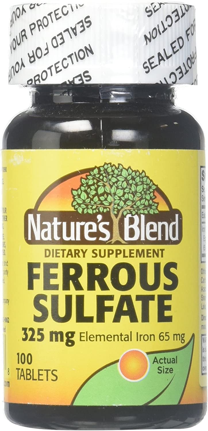 Nature's Blend Ferrous Sulfate, 325 mg, Tablets, 100 ea