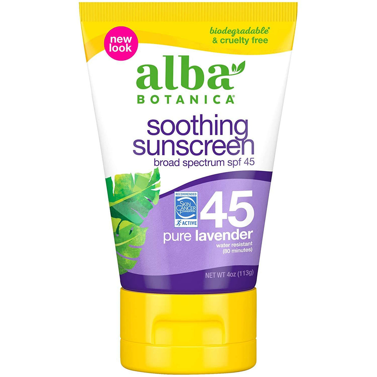 Alba Botanica Natural Sunscreen, Pure Lavender, SPF 45, 4 oz - OTC Shoppe Express