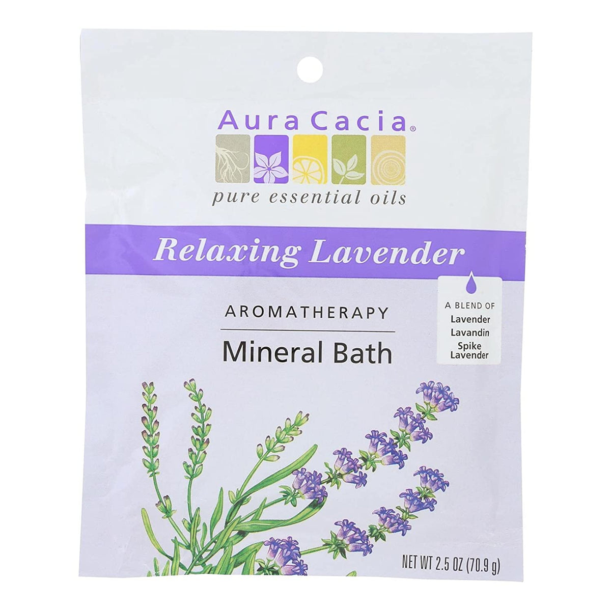 Aura Cacia Aromatherapy Mineral Bath, Relaxing Lavender, 2.5 oz