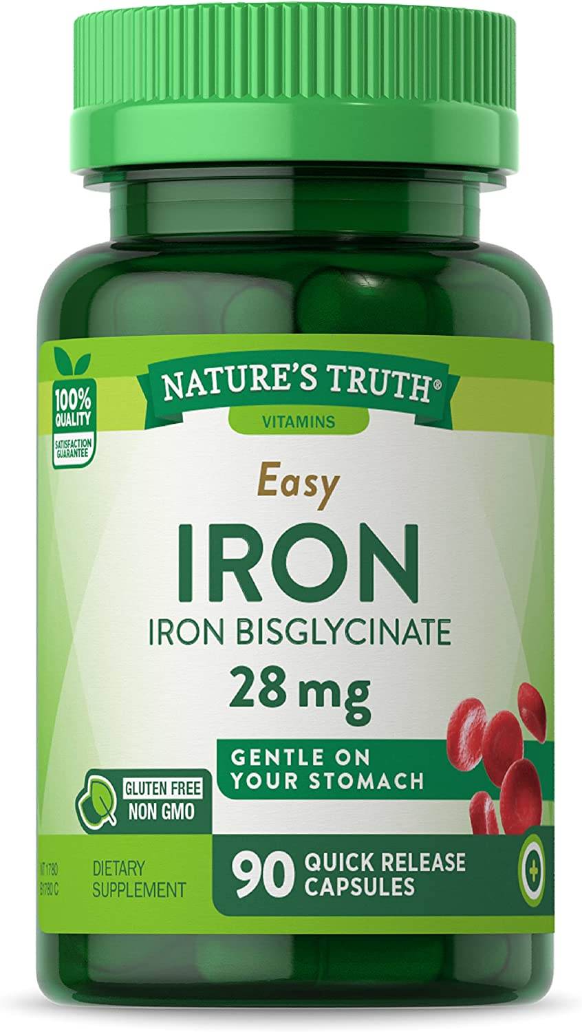 Nature's Truth Easy Iron, 28 mg, Quick Release Capsules, 90 ea - OTC Shoppe Express