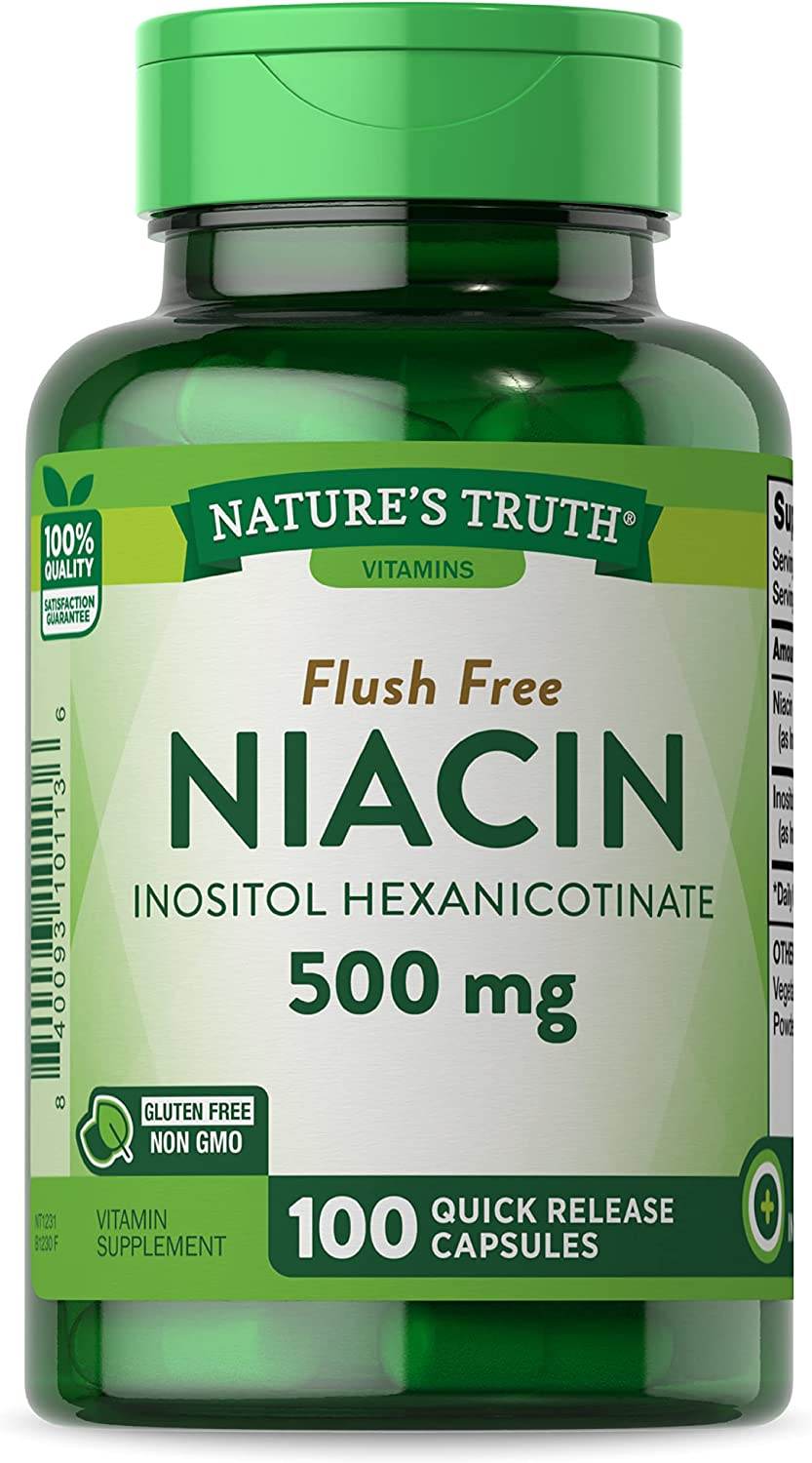 Nature's Truth Flush Free Niacin, 500 mg, Quick Release Capsules, 100 ea - OTC Shoppe Express