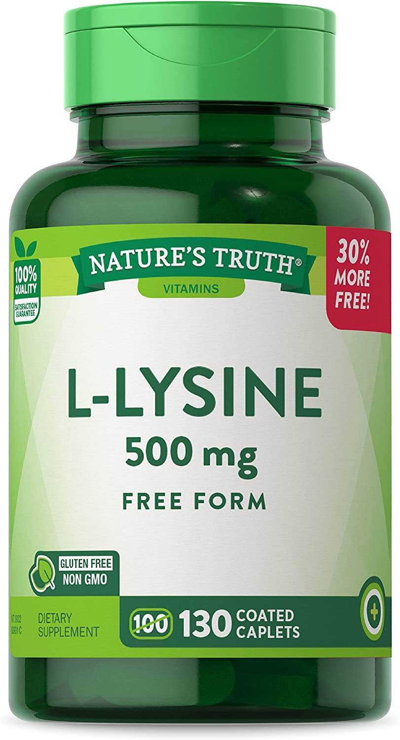 Nature's Truth Vitamins L-Lysine, 500 mg, Coated Caplets, 130 ea - OTC Shoppe Express