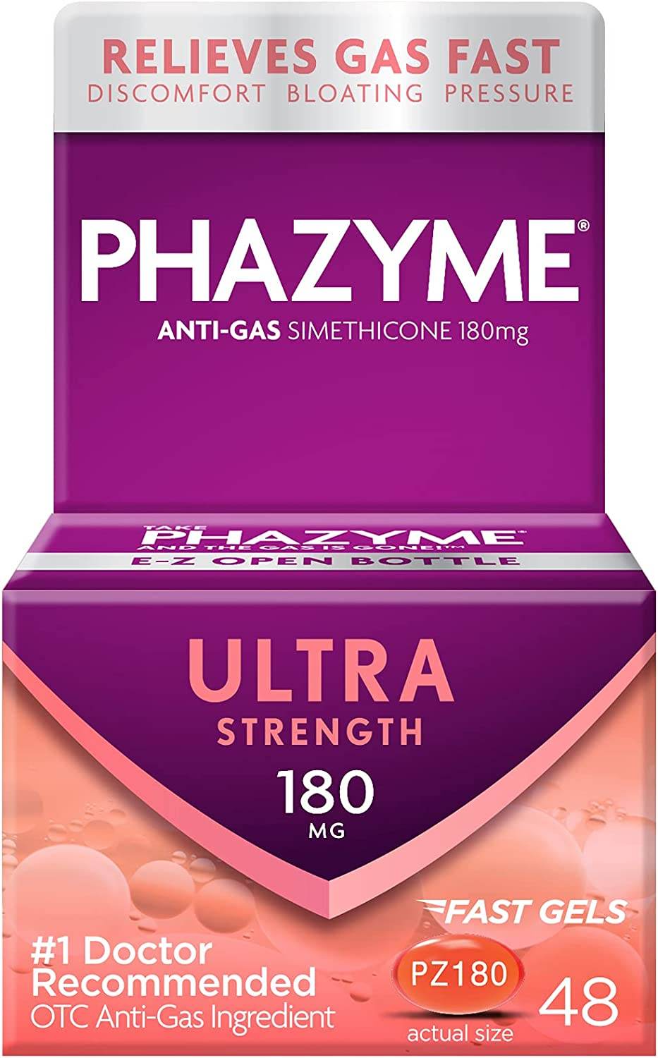 Phazyme Ultra Strength Anti-Gas, 180 mg, Softgels, 48 ea - OTC Shoppe Express