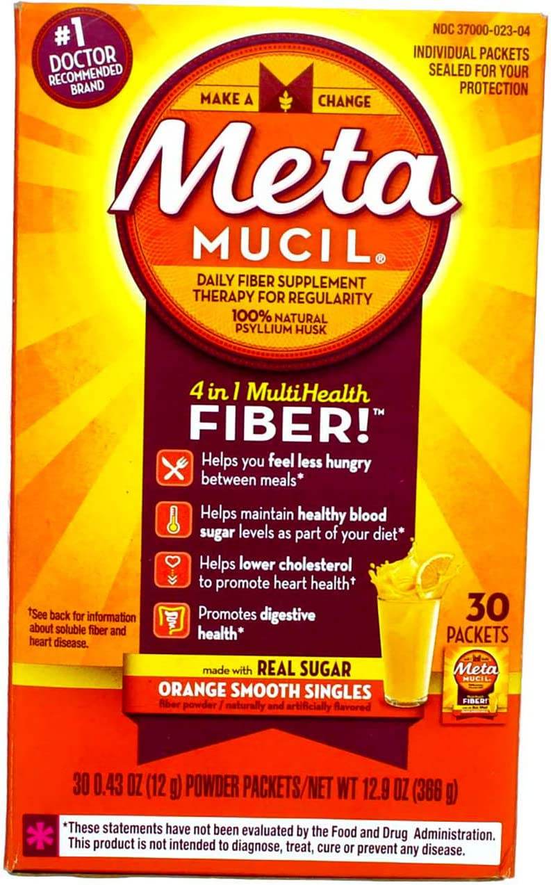 Metamucil Smooth Fiber Powder Packets, Orange, 30 ea - OTC Shoppe Express