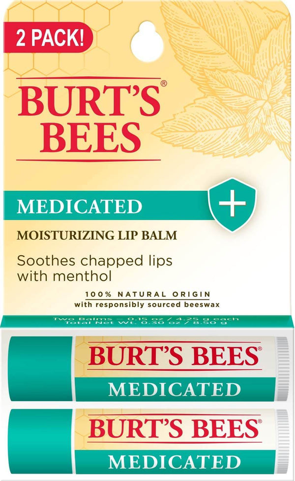 Burt's Bees Medicated Lip Balm With Menthol & Eucalyptus, 2 ea - OTC Shoppe Express