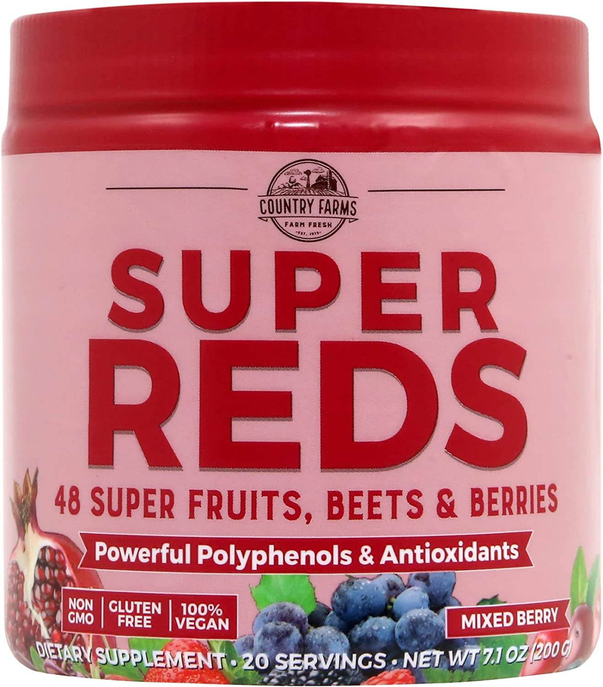 Country Farms Super Reds, Energizing Superfood, Berry Flavor, 7.1 oz - OTC Shoppe Express