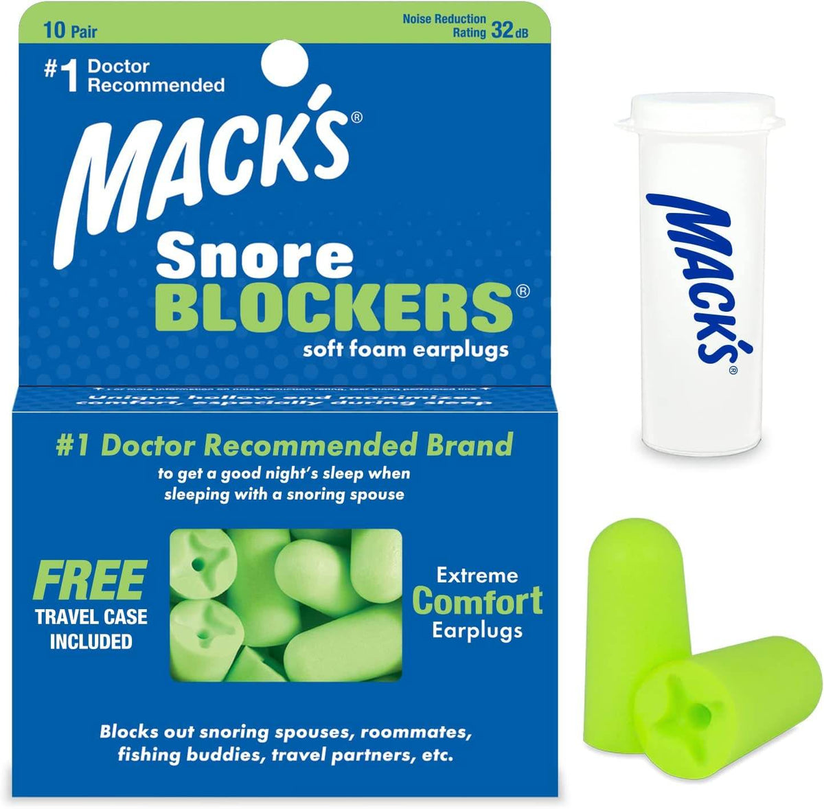 Mack's Snore Blockers Soft Foam Earplugs, 12 pairs - OTC Shoppe Express