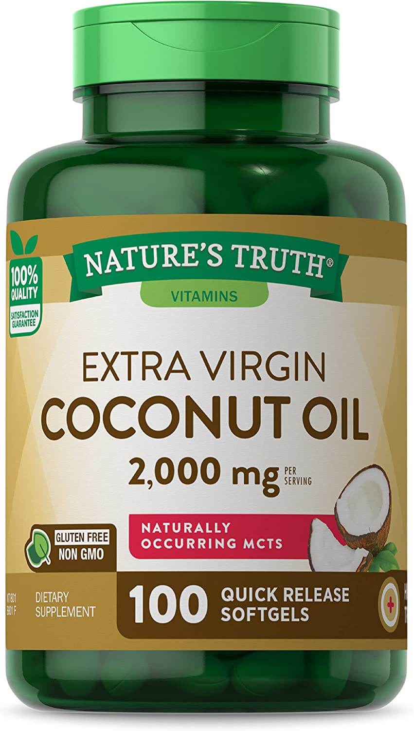 Nature's Truth Vitamins Coconut Oil, 1000 mg, Quick Release Softgels, 100 ea - OTC Shoppe Express