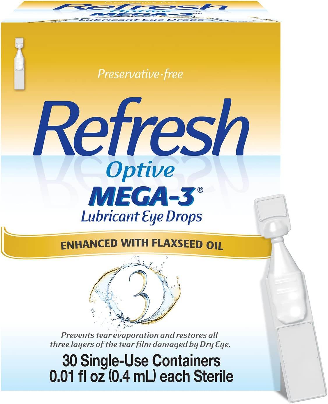 Refresh Optive Mega-3 Eye Drops, Preservative Free, 30 ea - OTC Shoppe Express