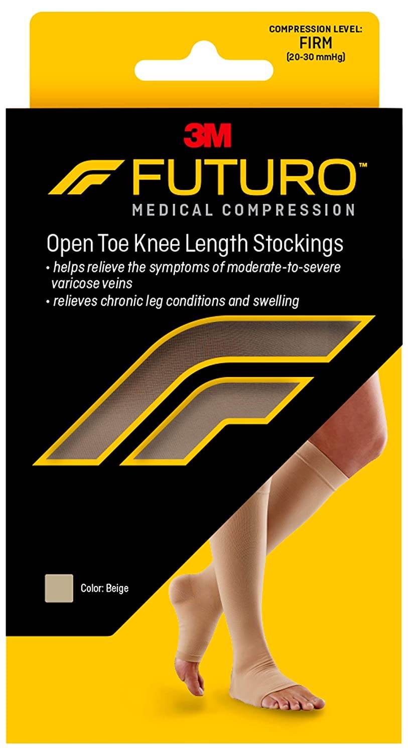 FUTURO Open Toe Knee Length Stockings, Small, Firm, Beige, 1 pair - OTC Shoppe Express