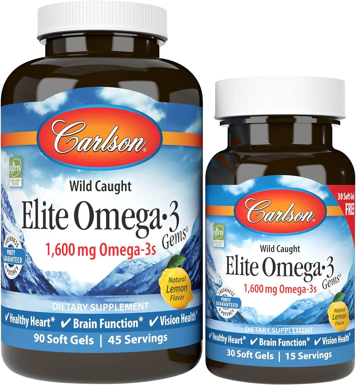 Carlson Labs Wild Caught, Elite Omega-3 Gems, Softgels, 90 ea + 30 ea - OTC Shoppe Express