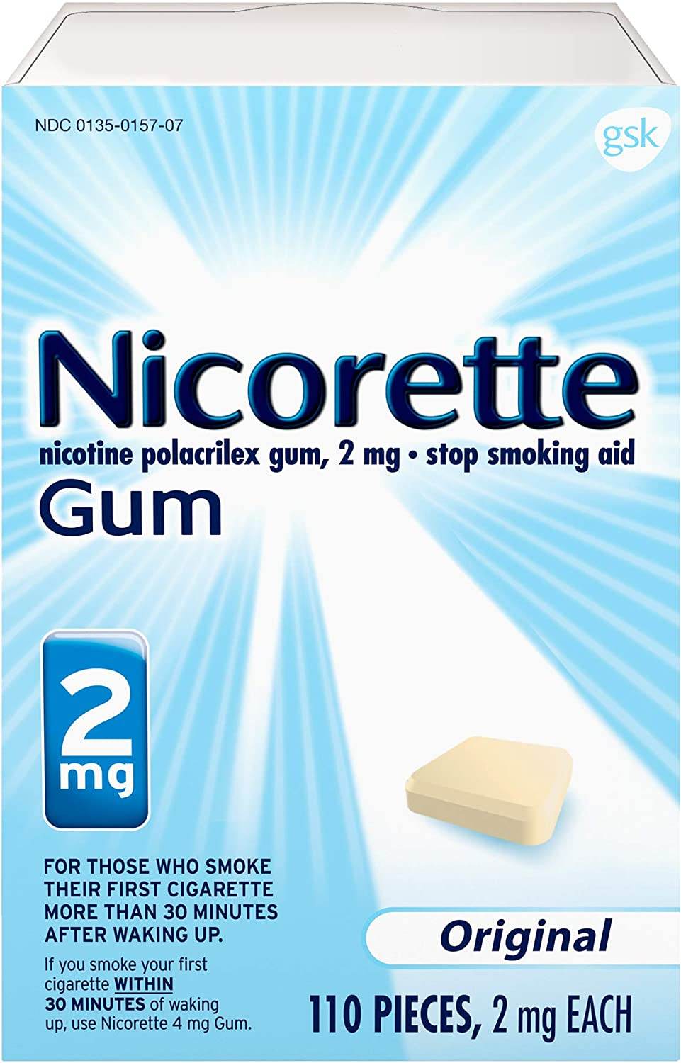 Nicorette Stop Smoking Aid Gum, 2 mg, Original, 110 ea - OTC Shoppe Express