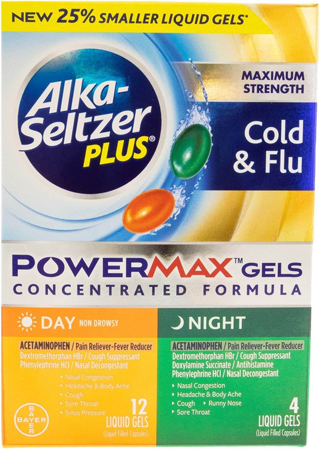 Alka-Seltzer Plus PowerMax, Day/Night, Cold & Flu Relief, 24 ea - OTC Shoppe Express