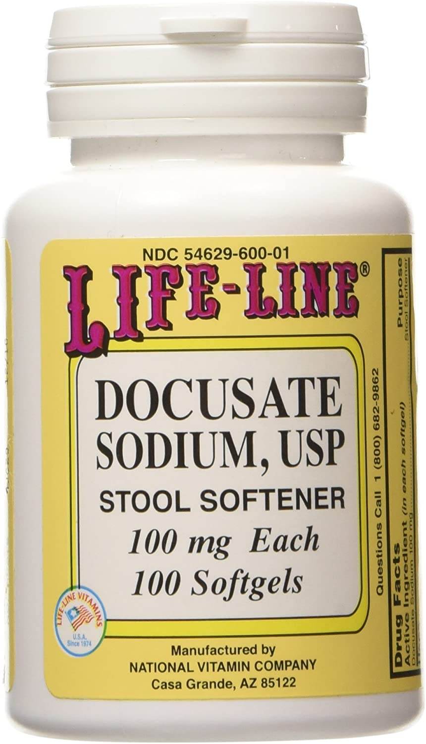 Life-Line Docusate Sodium, 100 mg, Stool Softener, Softgels, 100 ea - OTC Shoppe Express