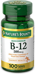 Nature's Bounty B-12, 500 mcg, Tablets, 100 ea - OTC Shoppe Express