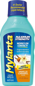 Mylanta Maximum Strength Liquid Antacid, Vanilla, 12 oz - OTC Shoppe Express