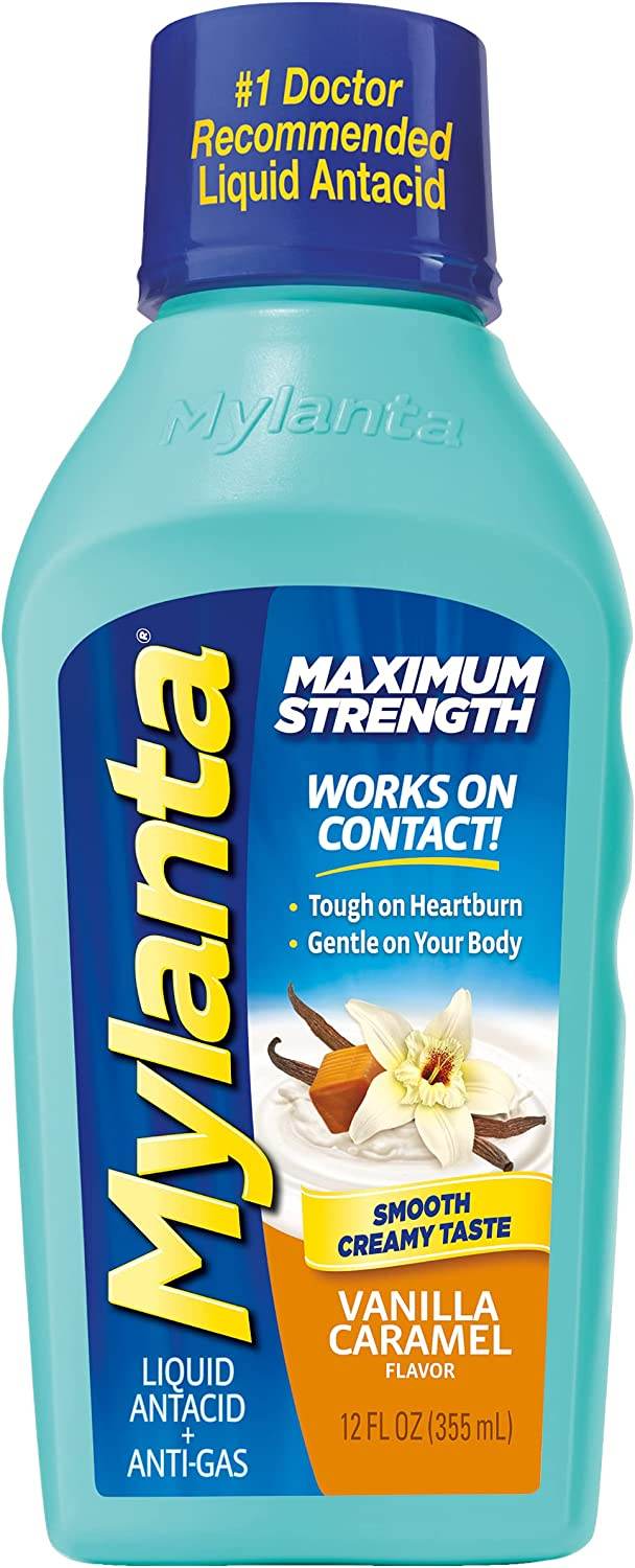 Mylanta Maximum Strength Liquid Antacid, Vanilla, 12 oz - OTC Shoppe Express