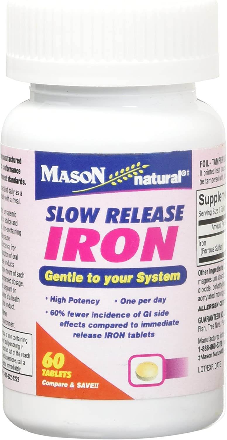 Mason Natural Slow Release Iron, Tablets, 60 ea - OTC Shoppe Express