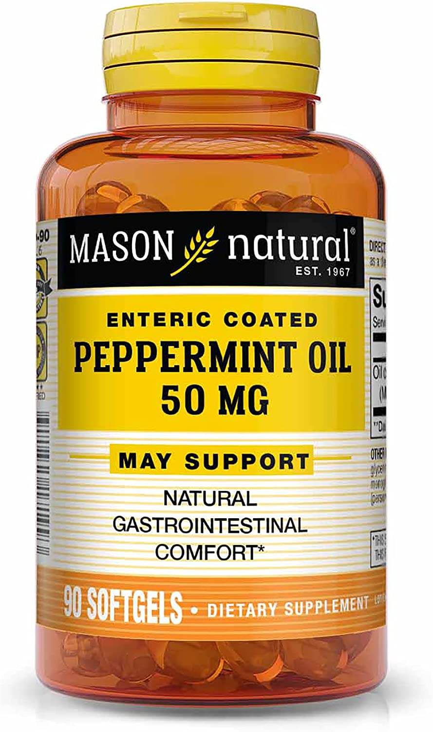 Mason Natural Peppermint Oil Enteric Coated 50 mg, Softgels, 90 ea - OTC Shoppe Express