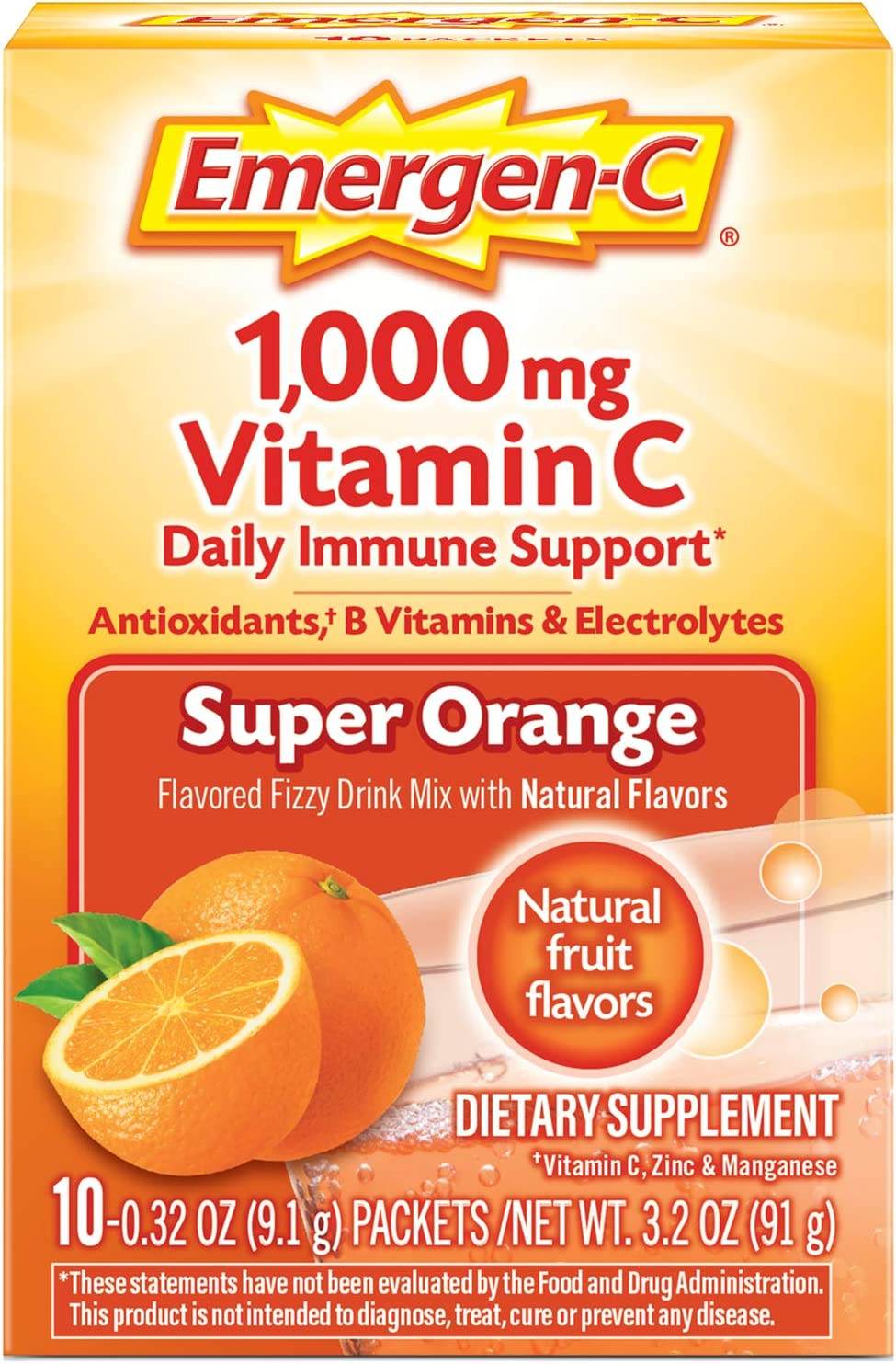 Emergen-C 1000 mg Vitamin C Travel Box, Super Orange, 10 ea - OTC Shoppe Express