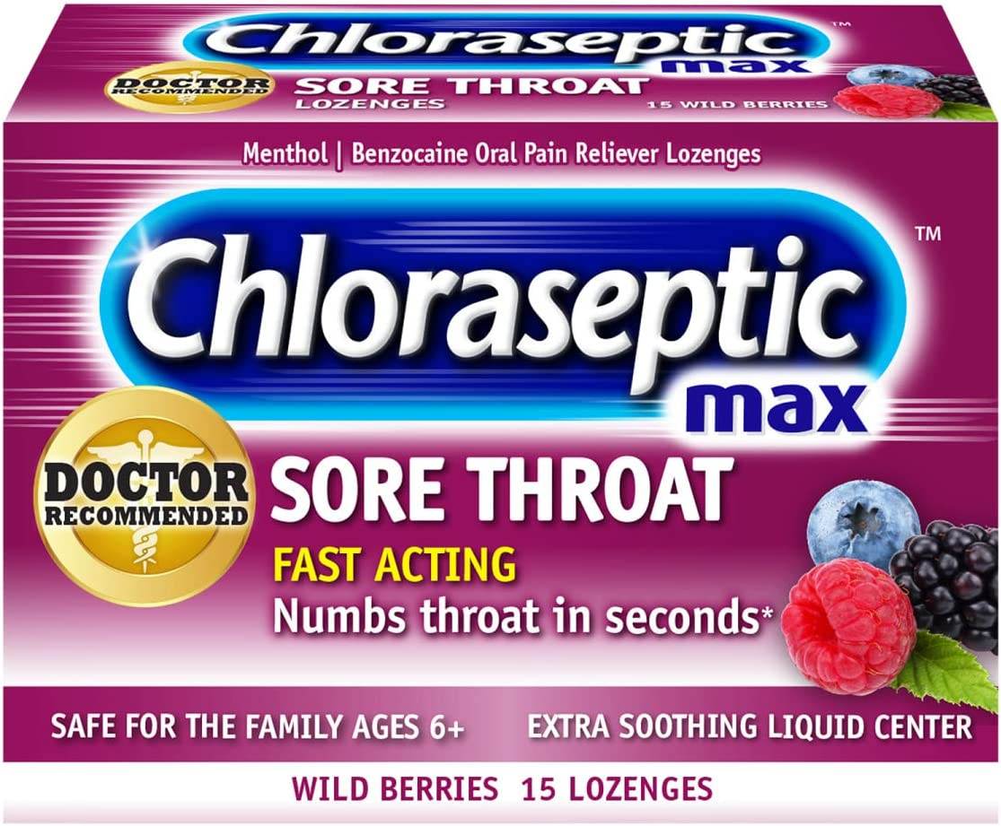 Chloraseptic Max Sore Throat Lozenges, Wild Berries, 15 ea - OTC Shoppe Express