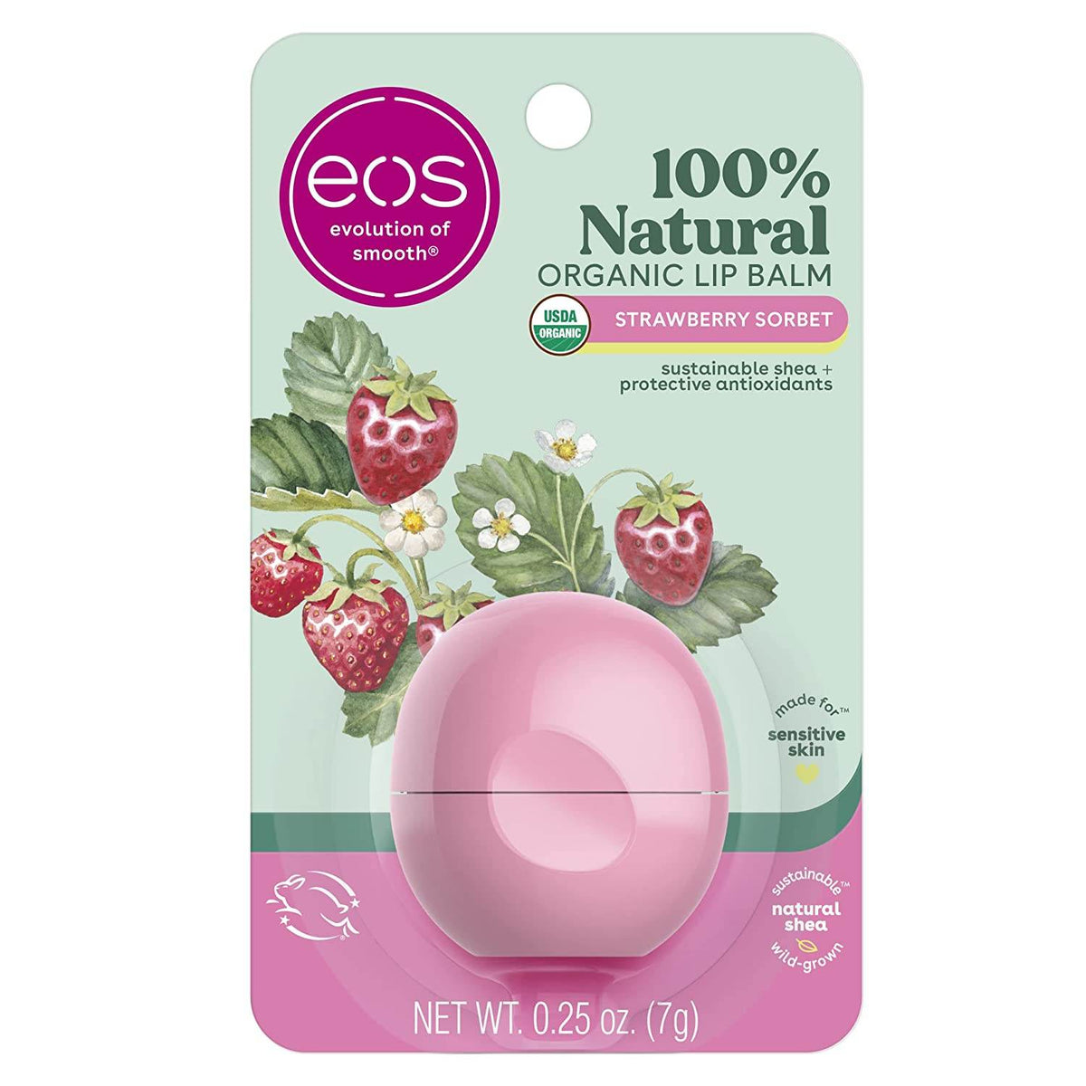 eos Lip Balm, Smooth Sphere, Strawberry Sorbet, 0.25 oz - OTC Shoppe Express
