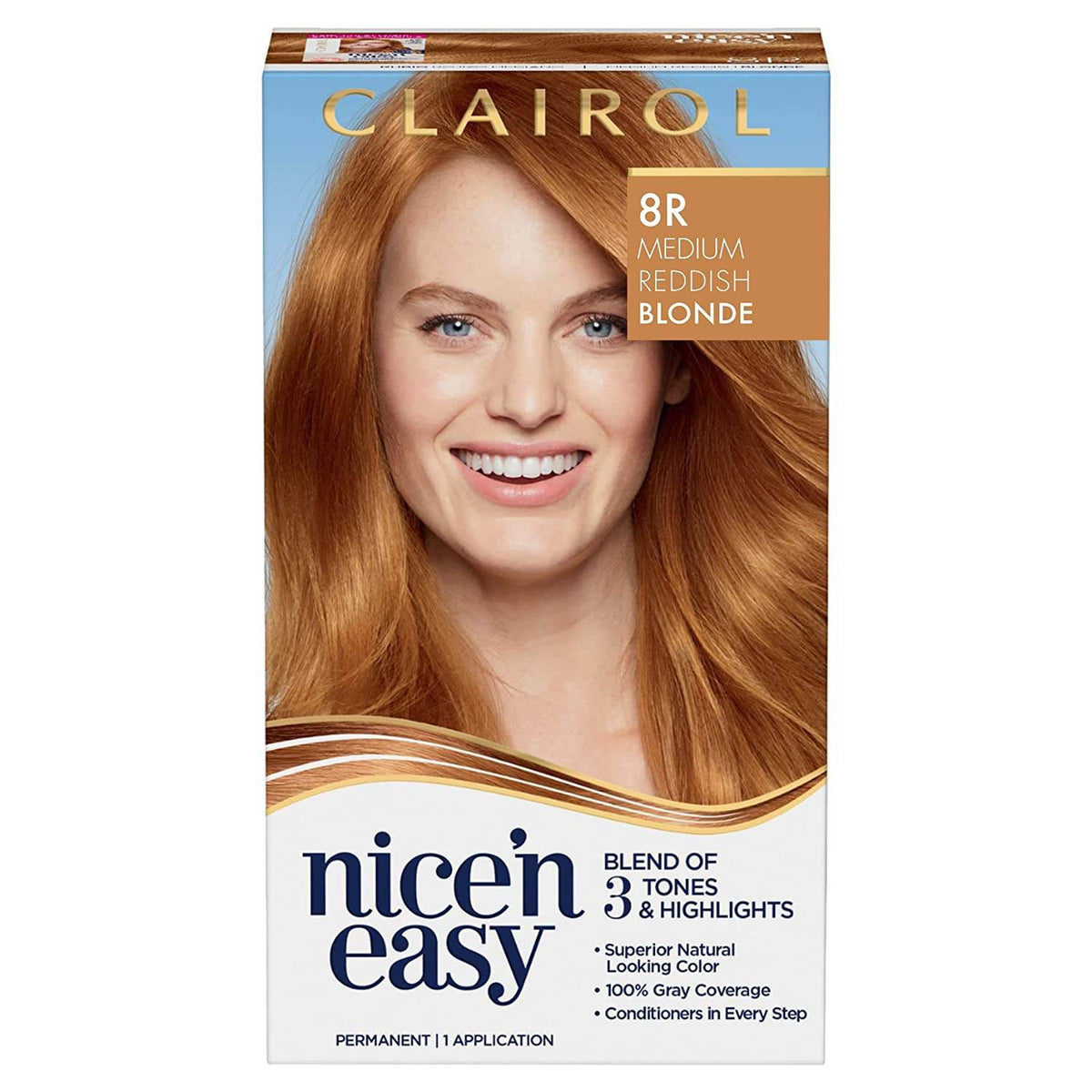Clairol Nice'n Easy Permanent Hair Dye, 8R Medium Reddish Blonde Hair Color, 1 kit - OTC Shoppe Express