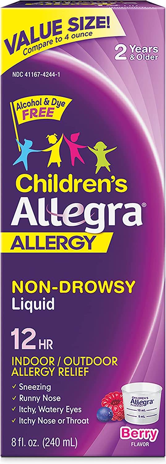Allegra Children's 12 Hour Allergy, 30 mg, Oral Suspension, Berry, 8 oz - OTC Shoppe Express